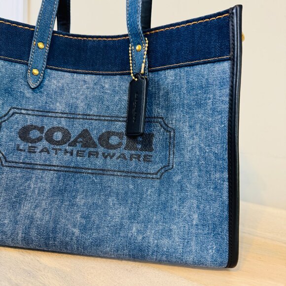 Coach Denim Field Tote 30, EUC, some imperfections - Picture 3 of 14